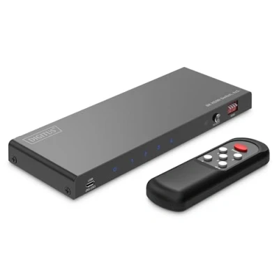 Immagine di DIGITUS DS 55335 Switch HDMI 4x1 4 Ingressi 1 Uscita UHD 8K/60 Hz HDTV: 7680 x 4320p HDCP 2.3 &amp; 2.1 HDR, CEC, Deep Color, DTS, Dolby Digital, LPCM Per TV, Monitor, PS5, PS4, Xbox