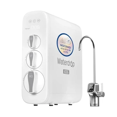 Immagine di Waterdrop G3P600 Osmosi Inversa Sistema, Certificato NSF/ANSI 58 e 372, Sotto il Lavello, Riduzione dei TDS, 600 GPD, 2:1 da Puro a Scarico, Rubinetto LED Intelligente