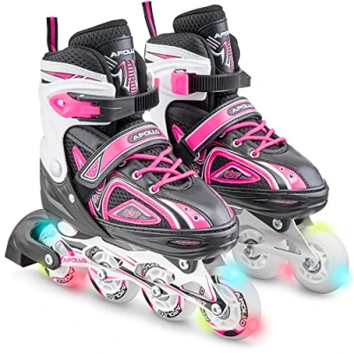 Immagine di Apollo Super blades X Pro Pattini in linea regolabili fino a 4 misure per bambini Rotelle LED Misura S, M, L Comodi e robusti