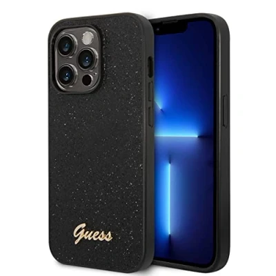 Immagine di Guess Custodia glitterata compatibile con iPhone 14 Pro Max, colore nero, GUHCP14XHGGSHK