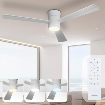Immagine di Noaton Ventilatore da Soffitto con Luce e Telecomando, LED Dimmerabile 22,9 W, 3 Temperature di Colore, Pale Bianco, Timer, Motore DC 34 6 Velocità, Ø132 cm, Silenzioso