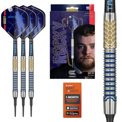 Immagine di Target Darts Josh Rock Gen 1 Soft Tip Darts, 90% Tungsten Generation 1, 20G Set di Freccette Pixel Tip, in Edizione per Giocatori con Punte morbide elettroniche Nere