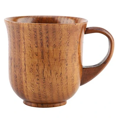 Immagine di Tazza in Legno Naturale con Manico per Bere Tè Caffè Vino Birra Bevande Calde Succo Latte(#2)