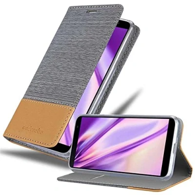 Immagine di Cadorabo Custodia Libro per Samsung Galaxy J6 PLUS in GRIGIO CHIARO MARRONE con Vani di Carte, Funzione Stand e Chiusura Magnetica Portafoglio Cover Case Wallet Book Etui Protezione