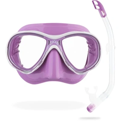 Immagine di Cressi Combo Set Marea Vip Jr, composto da Maschera Jr e Snorkel Top Unisex Bambino, Trasparente/Blu, Taglia Unica