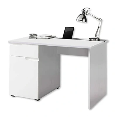 Immagine di Stella Trading Spice cassetto, Bianco Lucido scrivania Ufficio pc con Pratica Supporto per Tablet, Engineered Wood, 120 x 76 67 cm