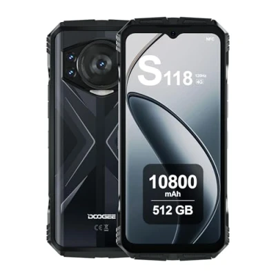 Immagine di DOOGEE S118 Rugged Smartphone 2024, 20GB RAM+512GB ROM, 10800mAh, Écran 6.58&quot; FHD+ 120Hz, 50MP Fotocamere, Android 14, Octa Core, Telefono Cellulare 4G Dual SIM, GPS, OTG, NFC, Fingerprint, Argento