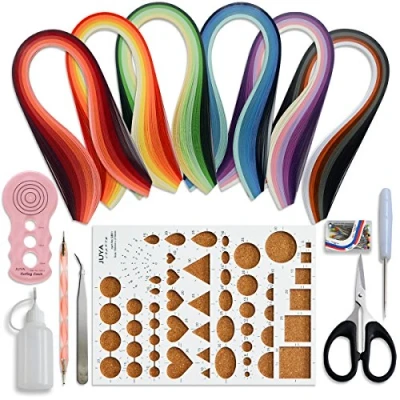 Immagine di JUYA Paper Quilling kit con 30 colori 600 strisce e 8 strumenti (Strumenti rosa, larghezza carta 3 mm)