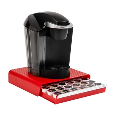 Immagine di Mind Reader Anchor Cassettiera per 36 capsule di caffè, alluminio, Hero Red, 13.19&quot; x 12.91&quot; 2.64&quot; (Length Width Height)