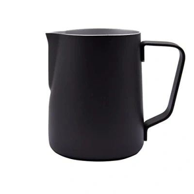 Immagine di Abcsea 1 Pezzo Bricco per Latte in Acciaio Inox, Brocca di Latte, Montalatte Schiuma Caffè Art Penna Caffè, Nero 350ml/12oz