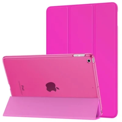 Immagine di MoKo Cover Compatibile con 2018/2017 iPad 9.7 6th/5th Generazione, Ultra Sottile Leggero Custodia in Tri Fold Auto Sveglia/Sonno Retro Semi Trasparente Rigido, Pitaya Rosso