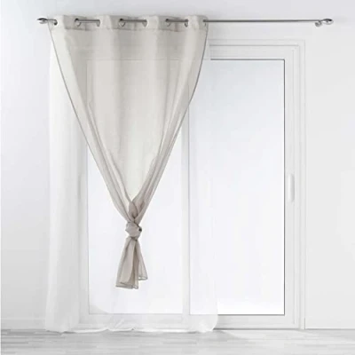 Immagine di Douceur d&#039;Intérieur, Tenda con occhielli (140 x 240 cm) Duetto Grigio/Bianco, Velo Doppia Sabbia