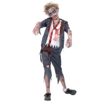Immagine di Smiffys Costume Zombie Scolaro, comprende Pantaloni, Giacca, Camicia Finta e Cravatta