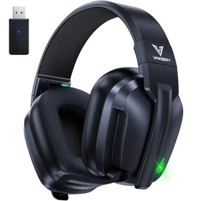 Immagine di Vakedy Cuffie Gaming Wireless per PS4 PS5 PC Xbox,Cuffie con Microfono Cancellazione del Rumore Gamer,2,4 GHz+Bluetooth Dual Mode, Durata 50+ Ore Nero