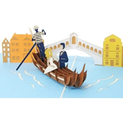 Immagine di Favour Pop Up® biglietto di nozze 3D. Una delicata opera d&#039;arte che si dispiega quando viene aperta come coppia sposi a Venezia. TW042