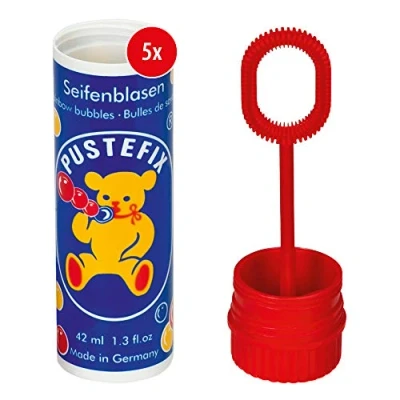 Immagine di PUSTEFIX Set di 5 bolle sapone classiche da 42 ml, colorate Rainbow Bubbles Made in Germany, per matrimoni, compleanni dei bambini, ufficio del registro, Polterabend, confezione risparmio x
