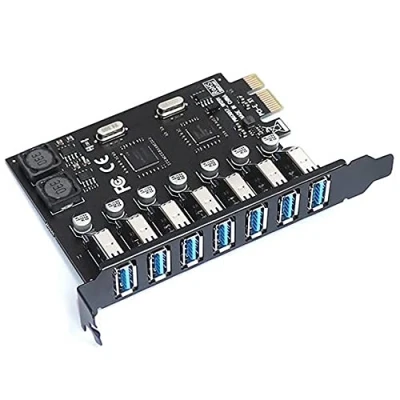 Immagine di Frefgikty adattatore PCI Express USB 3.0 E a 7 porte 3 Scheda di espansione USB3 PCIe X1 Controller Converter (VIA)