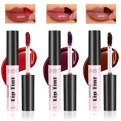 Immagine di Baorder 3 colori Peel Off Lip Stain Set,Tattoo Magic Color Matte Nude Gloss Tint,lunga durata impermeabile Liner,antiaderente tazza liquido rossetto per le donne ragazze