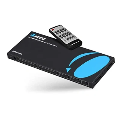 Immagine di OREI Switch a matrice HDMI 4K 4 x 2, Switcher 18G UltraHD con arco supporta fino @ 60Hz e 1080P IR Audio Extractor Arc EDID HDCP 2. Telecomando Selezione completa della