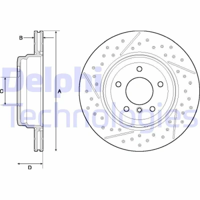 Immagine di DELPHI BG4714C Disco freno 324 22 5 ventilato rivestito ad alto tenore di carbonio senza cuscinetto ruota, anello sensore ABS BMW: 3 Sedan