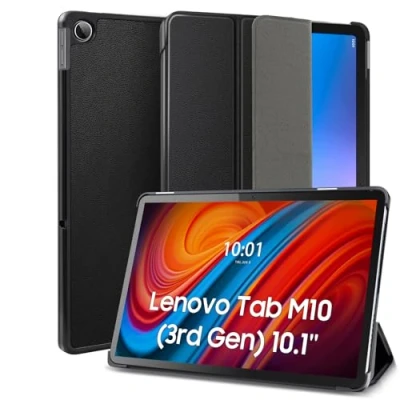 Immagine di DLveer Custodia per Lenovo Tab M10 3rd Gen 10.1 Pollici 2022,Ultra Sottile Supporto Cover in Pelle, Funzione Auto Svegliati/Sonno, 10.1&#039;&#039; 3a generazione TB328FU/TB328XU,Nero