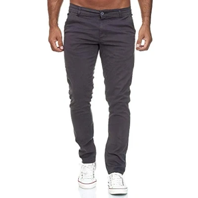 Immagine di Elara Chino Pantaloni Uomo Regolare Stile Elasticizzato Chunkyrayan Antracite MEL009 Anthrazit 31/32