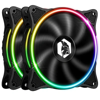 Immagine di EMPIRE GAMING Ventola di Case per PC Gamer da 2x120 MM Flusso d&#039;aria elevato RGB Indirizzabile LED PWM 3 Pin 5 Volt Dual Loop Silenzioso Raffreddamento 12 cm Nero