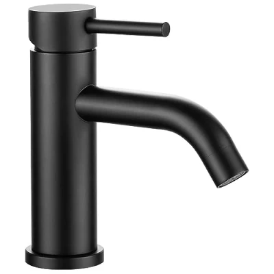 Immagine di rubinetto bagno lavabo nero acciaio inox acqua calda e fredda con 2 tubi inclusi rubinetteria rubinetti miscelatore