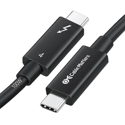 Immagine di Cable Matters [Certificato Intel] Cavo Attivo Thunderbolt 4 USB C 40 Gbps da 2 Metri con Ricarica a 100 W e Video 8K Universalmente Compatibile C, USB4 3