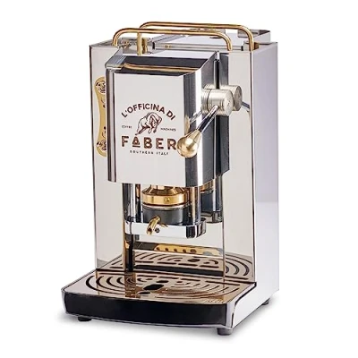 Immagine di FABER COFFEE MACHINES Modello Pro Total Inox Deluxe Macchina caffe a cialde ese 44mm Pressacialda in ottone regolabile elettrovalvola di serie (OTTONE)