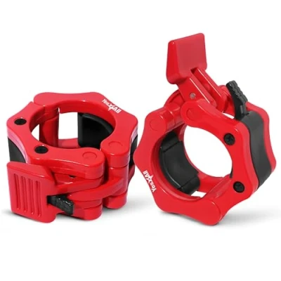Immagine di Yes4All 2 inch Barbell Clamps Pair, PRO Lockjaw Collar Set for Olympic Bar, Quick Release Weight Plate Locks Dumbbell Clips Weightlifting Training Exercise, And Strength (Red)