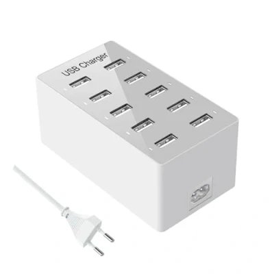 Immagine di caricatore USB multiplo con 10 porte USB, da parete per iPhone 12/13/14/Samsung Galaxy S22/S23 Ultra/Z Flod/Z Flip/Google/Huawei/Xiaomi/iPad/iPod