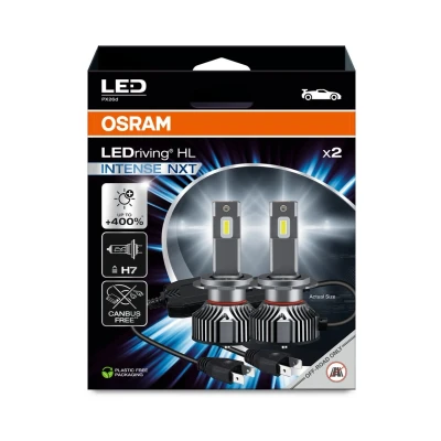 Immagine di OSRAM LEDriving HL EASY INTENSE NXT ≜ H7, lampada LED abbaglianti e anabbaglianti, bianco freddo 6000K, nessun accessorio necessario, solo per uso fuoristrada no ECE, 2 lampade