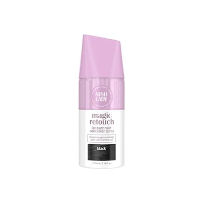 Immagine di Nishlady Magic Retouch Sprays Instant Root Concealer spray Veloce e facile da usare, per ritocchi donne, colore marrone chiaro, nero (nero, 100 ml (confezione 1)