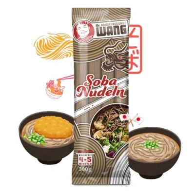 Immagine di Mr. WANG Soba Tagliatelle 10 x 300 g di grano giapponese con sapore nocciola aspro saraceno per zuppe e piatti wok Vegano