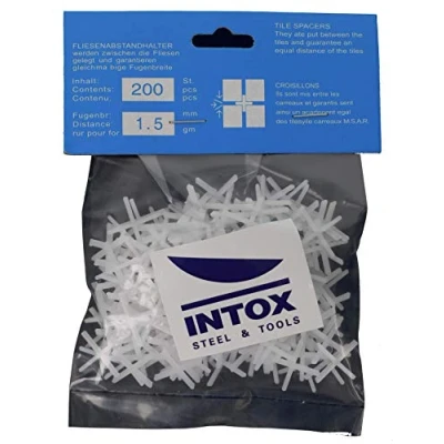 Immagine di INTOX Croci per piastrelle, 1,5 mm, 200 pezzi, colore: Bianco