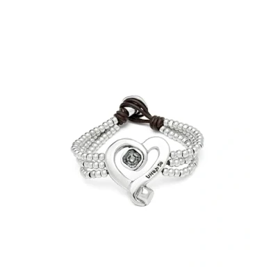Immagine di Bracciale di perline con cuore placcato argento Sterling cristallo nero