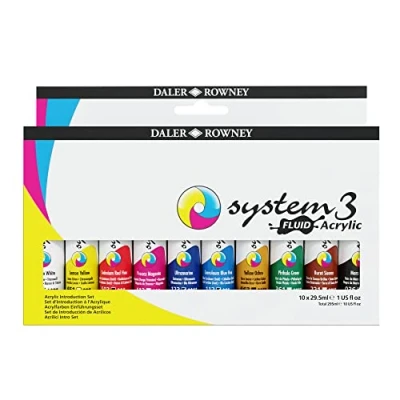 Immagine di Daler Rowney System3 Acrilico Fluido Set Flacone 8 x 29,5 ml