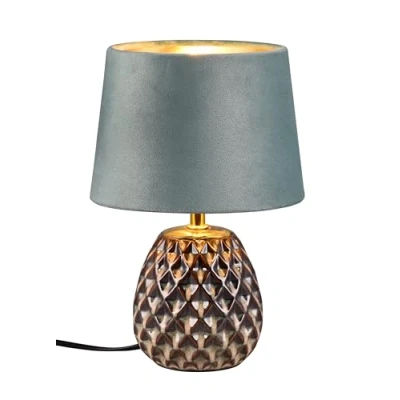Immagine di Reality Lampada da tavolo Ariana R51531015, base in ceramica verde, paralume velluto verde/color oro, escl. 1x E14