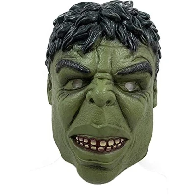 Immagine di LePyCos Hulk Maschera integrale in lattice, accessorio per cosplay, feste di Halloween, colore: verde