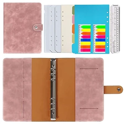 Immagine di Raccoglitore a5,A5 Carta a Puntini,Raccoglitore ad Anelli a5,Raccoglitore A5 6 Raccoglitori Rotondi,Raccoglitore Personale Planner con Anello(rosa)