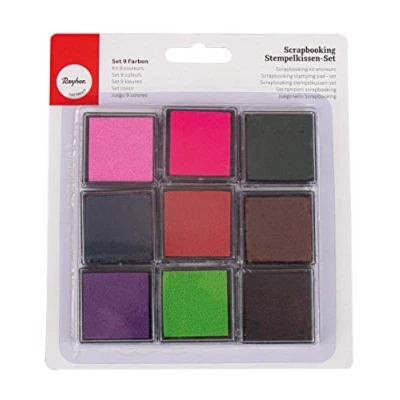 Immagine di Rayher Hobby 7854149, Tamponi Inchiostro, Timbro Set 9 Colori Assortiti, Scrapbooking, 3.5 cm x