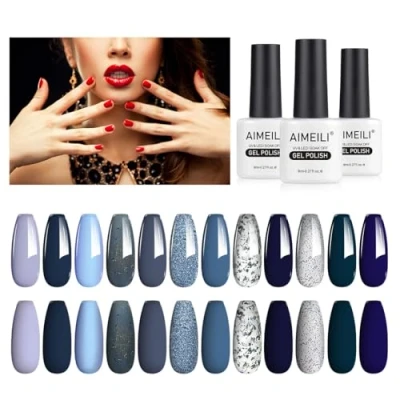 Immagine di AIMEILI Smalto Semipermente Kit Semipermanente Unghie in Gel UV LED Smalti Colorati per Manicure Soak Off Polish Set 12 x 8ml Numero 13