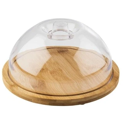 Immagine di APS Vassoio in bambù con cappuccio, set composto da: Ø 20,5 cm, altezza 1,5 copertura 18 8,5 cm