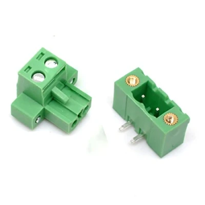 Immagine di Oiyagai 20 Set Connettori a Blocco Terminale PCB Pluggable 2 Pin, Angolo Retto, Passo 5,08mm, Verdi