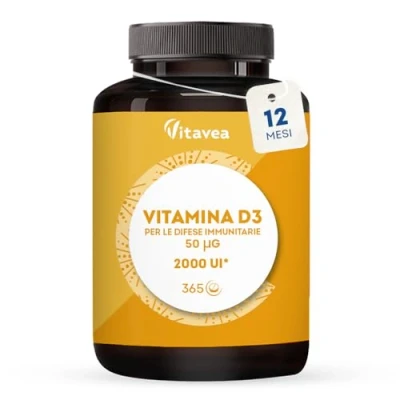 Immagine di VITAVEA BIEN ETRE Vitamina D3 2000 UI 365 compresse (1 anno) Per le difese immunitarie e il benessere delle ossa dei muscoli Integratori D Ad alto dosaggio (50 µg)