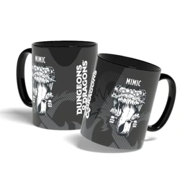 Immagine di Konix Dungeons &amp; Dragons Tazza in ceramica 320 ml Motivo Mimic Nero e bianco