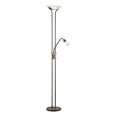 Immagine di Trio Leuchten 421910228, Lampada a piantana LED, stile classico, effetto ruggine, inserti in vetro color alabastro