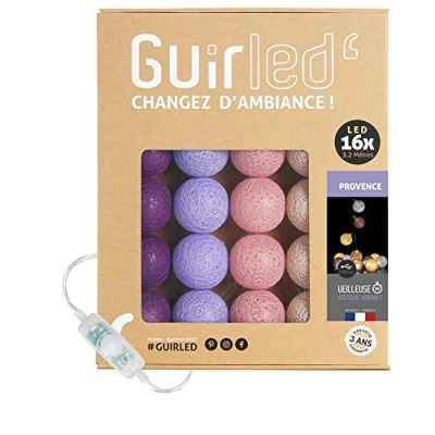 Immagine di GuirLED Guirlanda luminoso a LED per batuffoli di cotone USB Luce notturna bambini 2h Alimentatore doppio 2A incluso 3 intensità 16 sfere 1,6m Provence