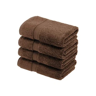 Immagine di Superior Set di asciugamani in cotone egiziano, 4 pezzi, color cioccolato, pezzi